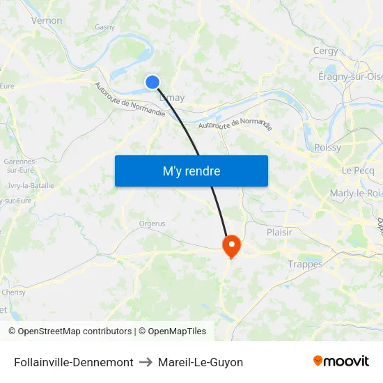 Follainville-Dennemont to Mareil-Le-Guyon map