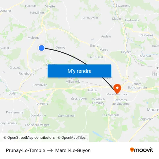 Prunay-Le-Temple to Mareil-Le-Guyon map
