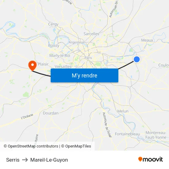 Serris to Mareil-Le-Guyon map