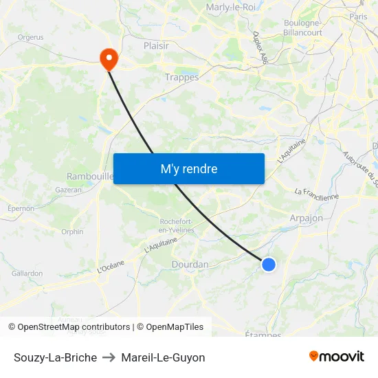 Souzy-La-Briche to Mareil-Le-Guyon map