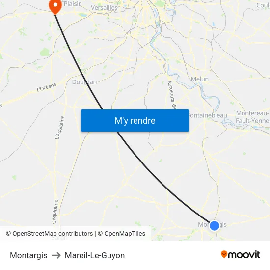 Montargis to Mareil-Le-Guyon map