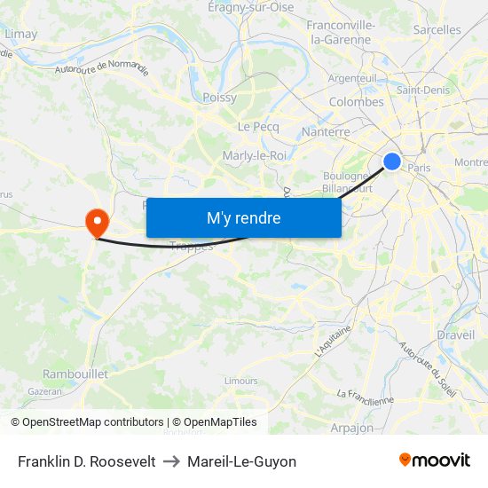 Franklin D. Roosevelt to Mareil-Le-Guyon map