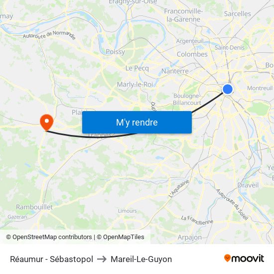 Réaumur - Sébastopol to Mareil-Le-Guyon map