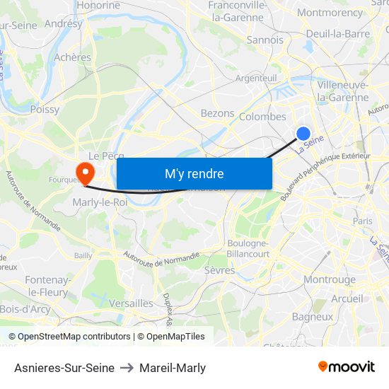 Asnieres-Sur-Seine to Mareil-Marly map