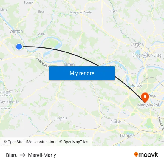 Blaru to Mareil-Marly map