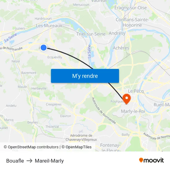 Bouafle to Mareil-Marly map