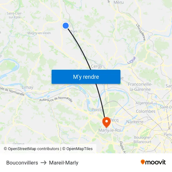 Bouconvillers to Mareil-Marly map