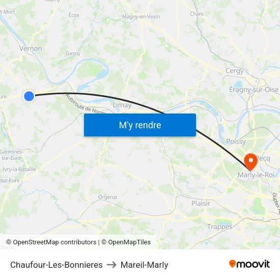 Chaufour-Les-Bonnieres to Mareil-Marly map