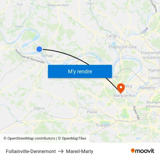 Follainville-Dennemont to Mareil-Marly map