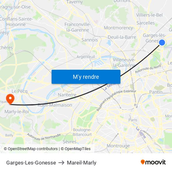 Garges-Les-Gonesse to Mareil-Marly map
