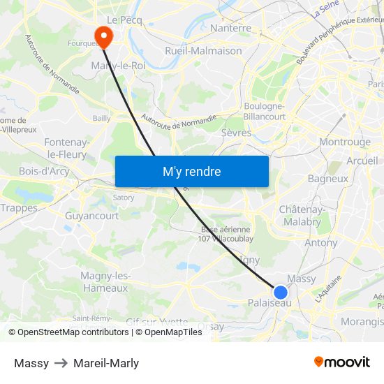 Massy to Mareil-Marly map