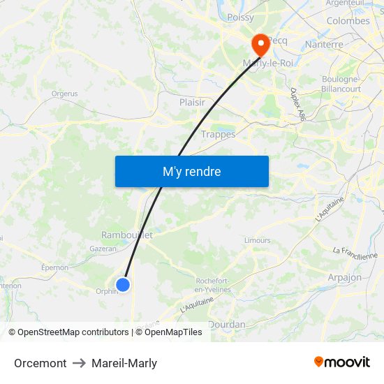 Orcemont to Mareil-Marly map