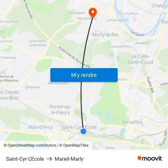 Saint-Cyr-L'Ecole to Mareil-Marly map