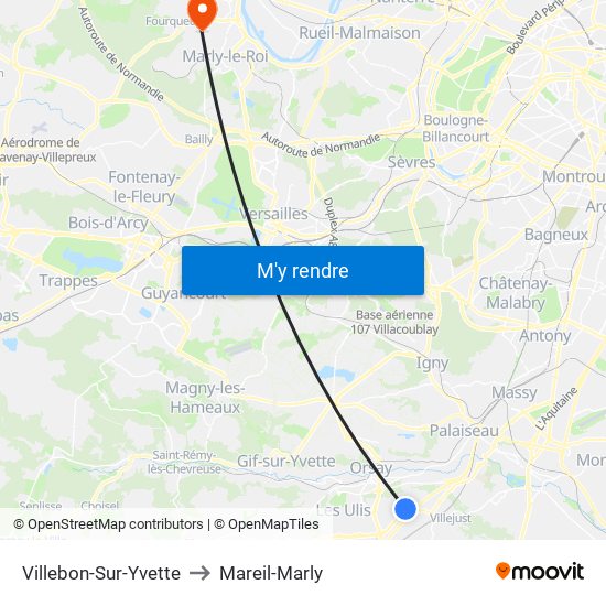 Villebon-Sur-Yvette to Mareil-Marly map