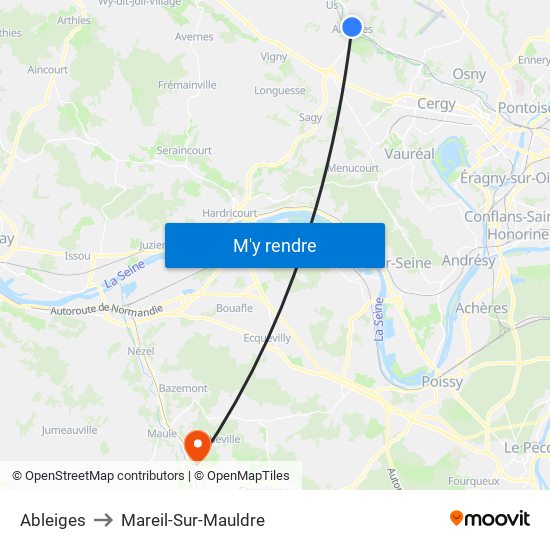 Ableiges to Mareil-Sur-Mauldre map