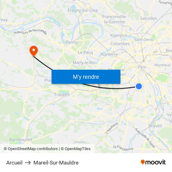 Arcueil to Mareil-Sur-Mauldre map