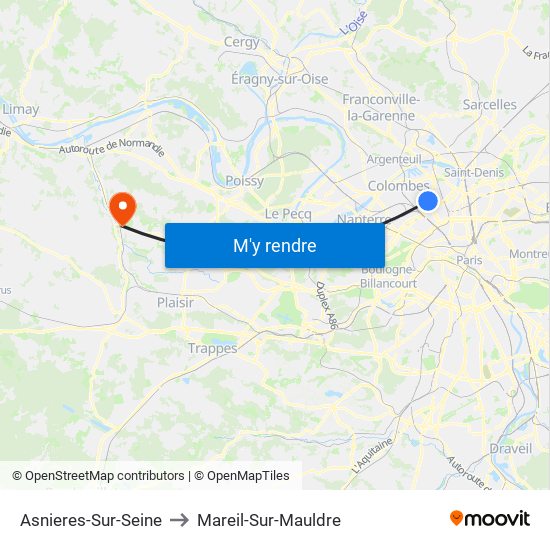 Asnieres-Sur-Seine to Mareil-Sur-Mauldre map