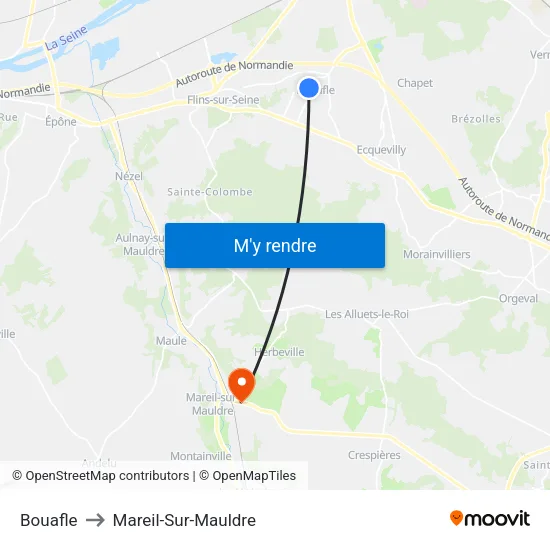 Bouafle to Mareil-Sur-Mauldre map