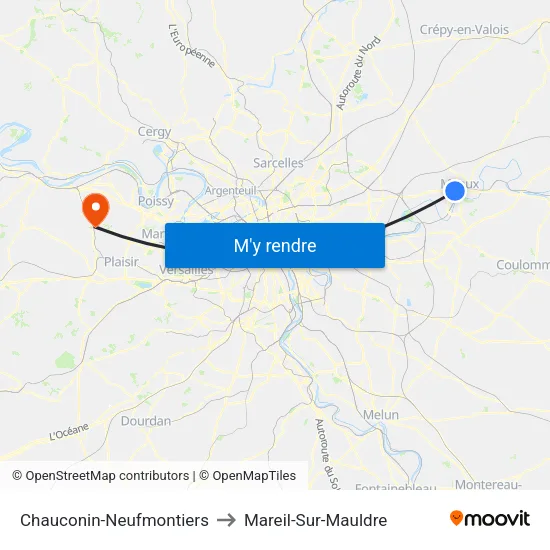 Chauconin-Neufmontiers to Mareil-Sur-Mauldre map