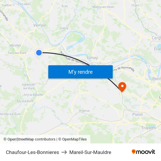 Chaufour-Les-Bonnieres to Mareil-Sur-Mauldre map