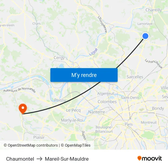 Chaumontel to Mareil-Sur-Mauldre map