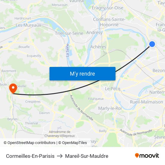 Cormeilles-En-Parisis to Mareil-Sur-Mauldre map