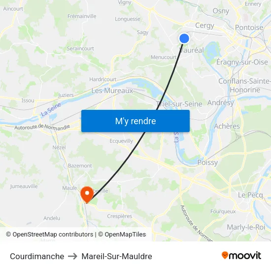 Courdimanche to Mareil-Sur-Mauldre map