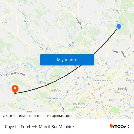 Coye-La-Foret to Mareil-Sur-Mauldre map
