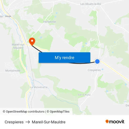 Crespieres to Mareil-Sur-Mauldre map