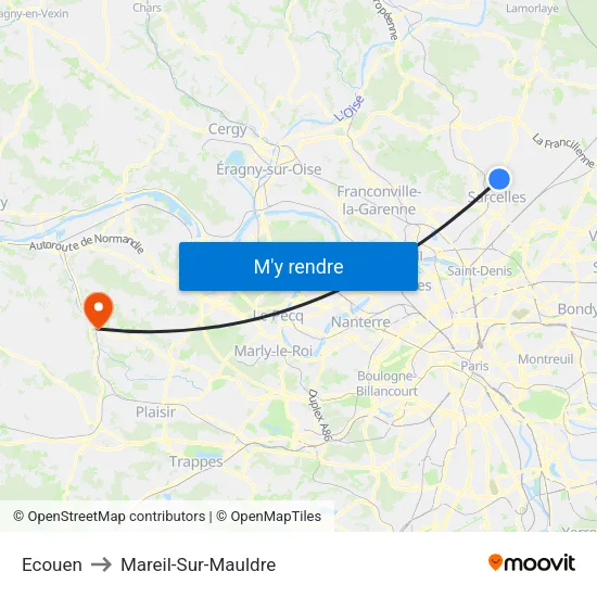 Ecouen to Mareil-Sur-Mauldre map