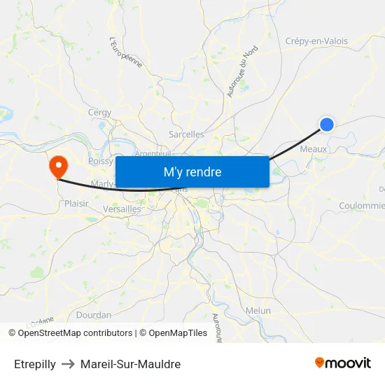 Etrepilly to Mareil-Sur-Mauldre map