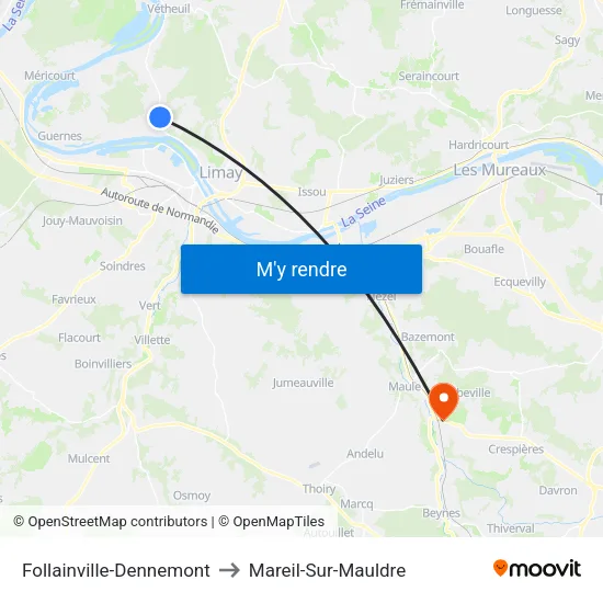 Follainville-Dennemont to Mareil-Sur-Mauldre map