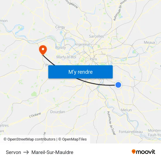Servon to Mareil-Sur-Mauldre map