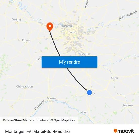 Montargis to Mareil-Sur-Mauldre map