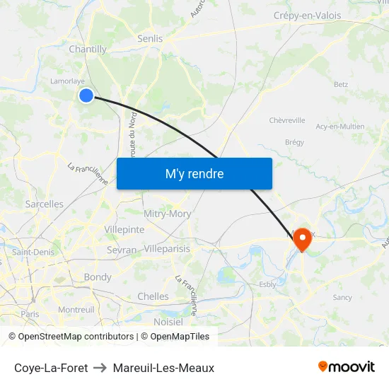 Coye-La-Foret to Mareuil-Les-Meaux map
