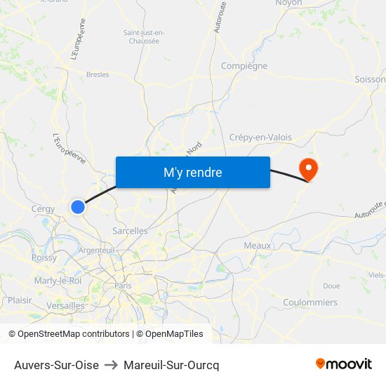 Auvers-Sur-Oise to Mareuil-Sur-Ourcq map