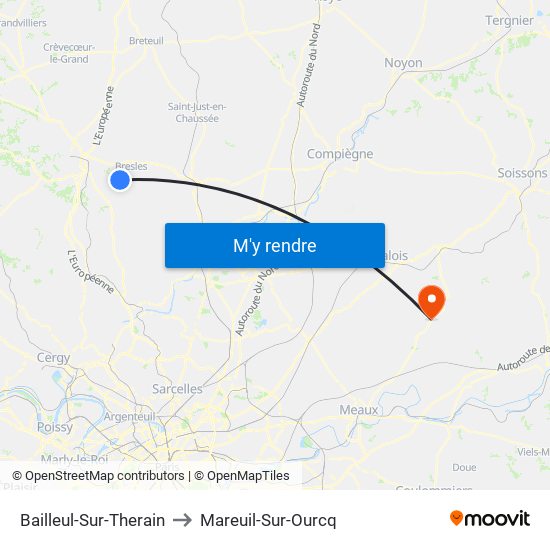 Bailleul-Sur-Therain to Mareuil-Sur-Ourcq map