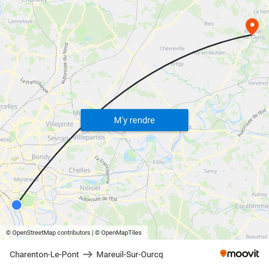 Charenton-Le-Pont to Mareuil-Sur-Ourcq map