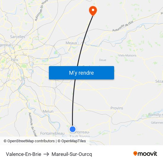 Valence-En-Brie to Mareuil-Sur-Ourcq map