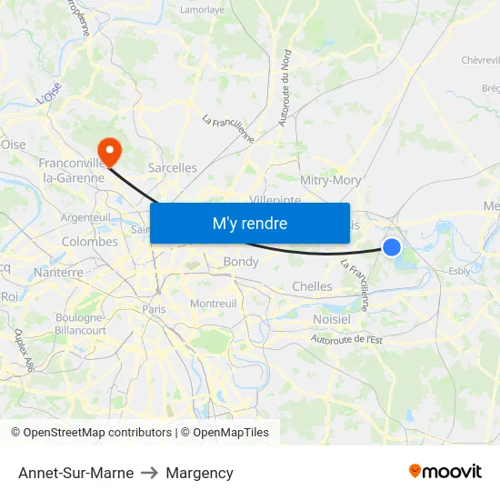 Annet-Sur-Marne to Margency map