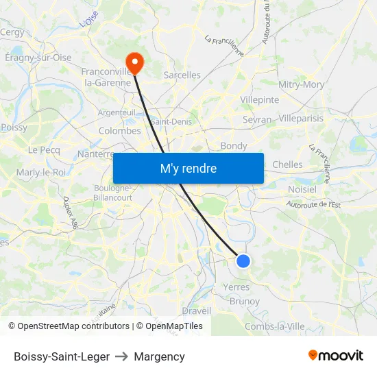 Boissy-Saint-Leger to Margency map