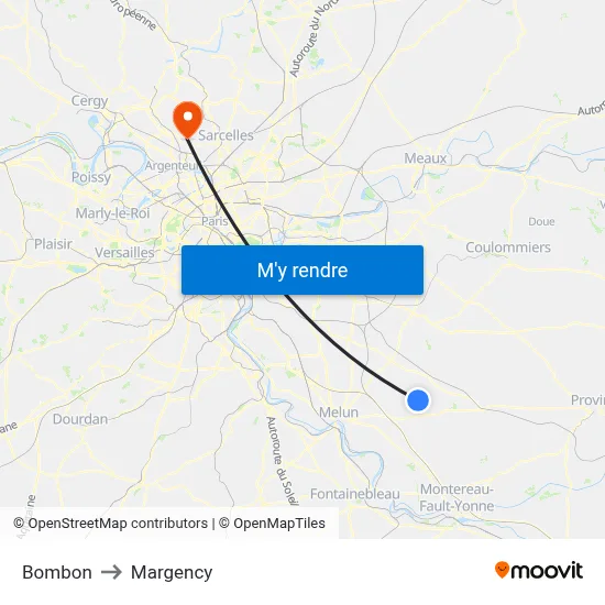 Bombon to Margency map