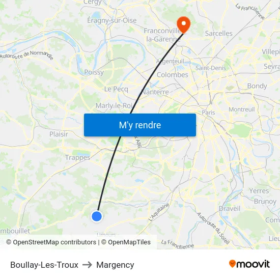 Boullay-Les-Troux to Margency map