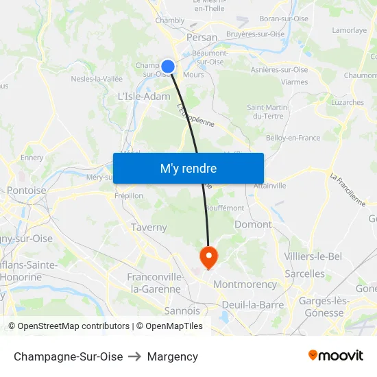 Champagne-Sur-Oise to Margency map