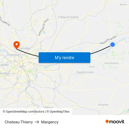 Chateau-Thierry to Margency map