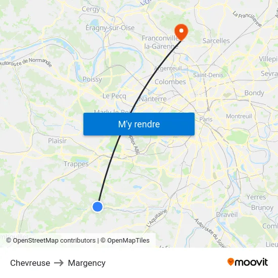 Chevreuse to Margency map