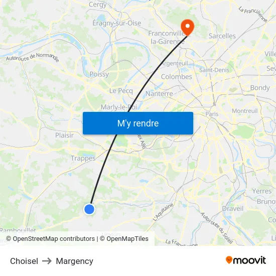 Choisel to Margency map