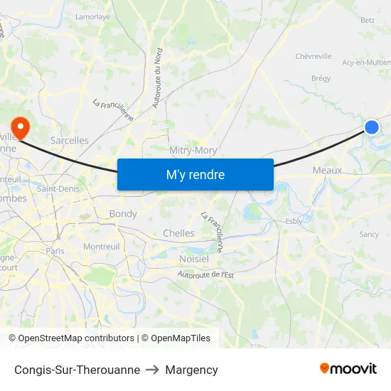 Congis-Sur-Therouanne to Margency map