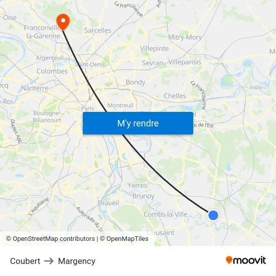 Coubert to Margency map