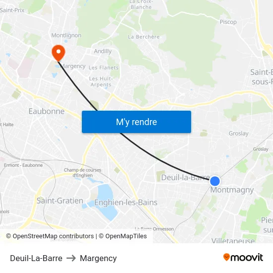 Deuil-La-Barre to Margency map
